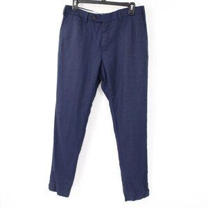 SUITSUPPLY Dress Pants Mens 32 L28 Slim Fit Flat Front Blue Trousers nailhead